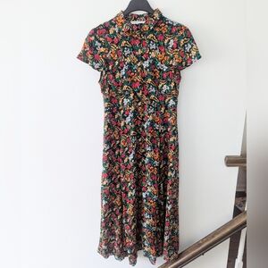 Zara Floral Maxi Dress Size Large Button Front Nursing Friendly Fall Boho